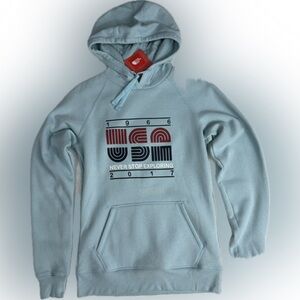 The North Face Light Blue Hoodie with USA Graphic
